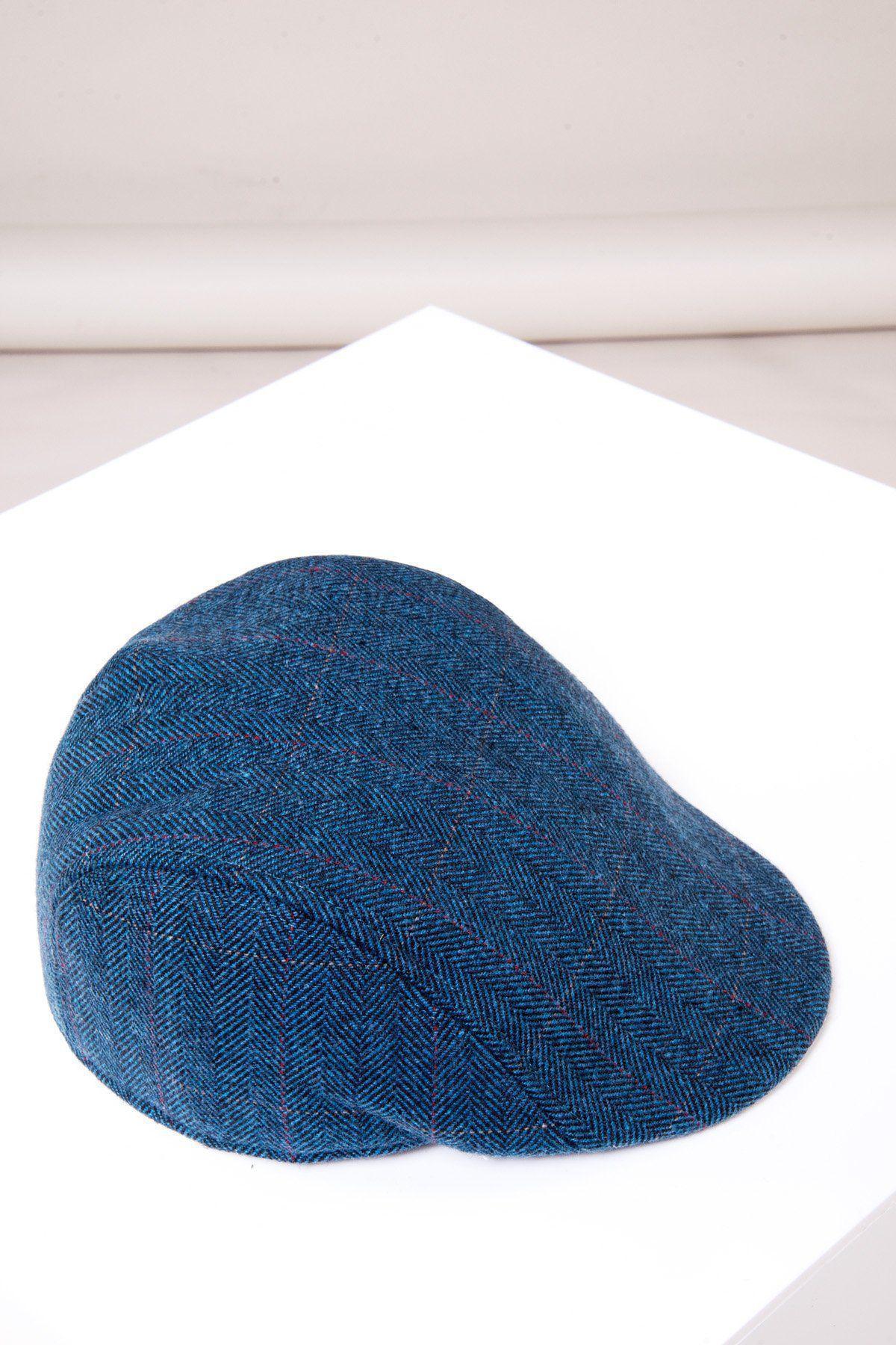 DION - Blue Tweed Check Flat Cap