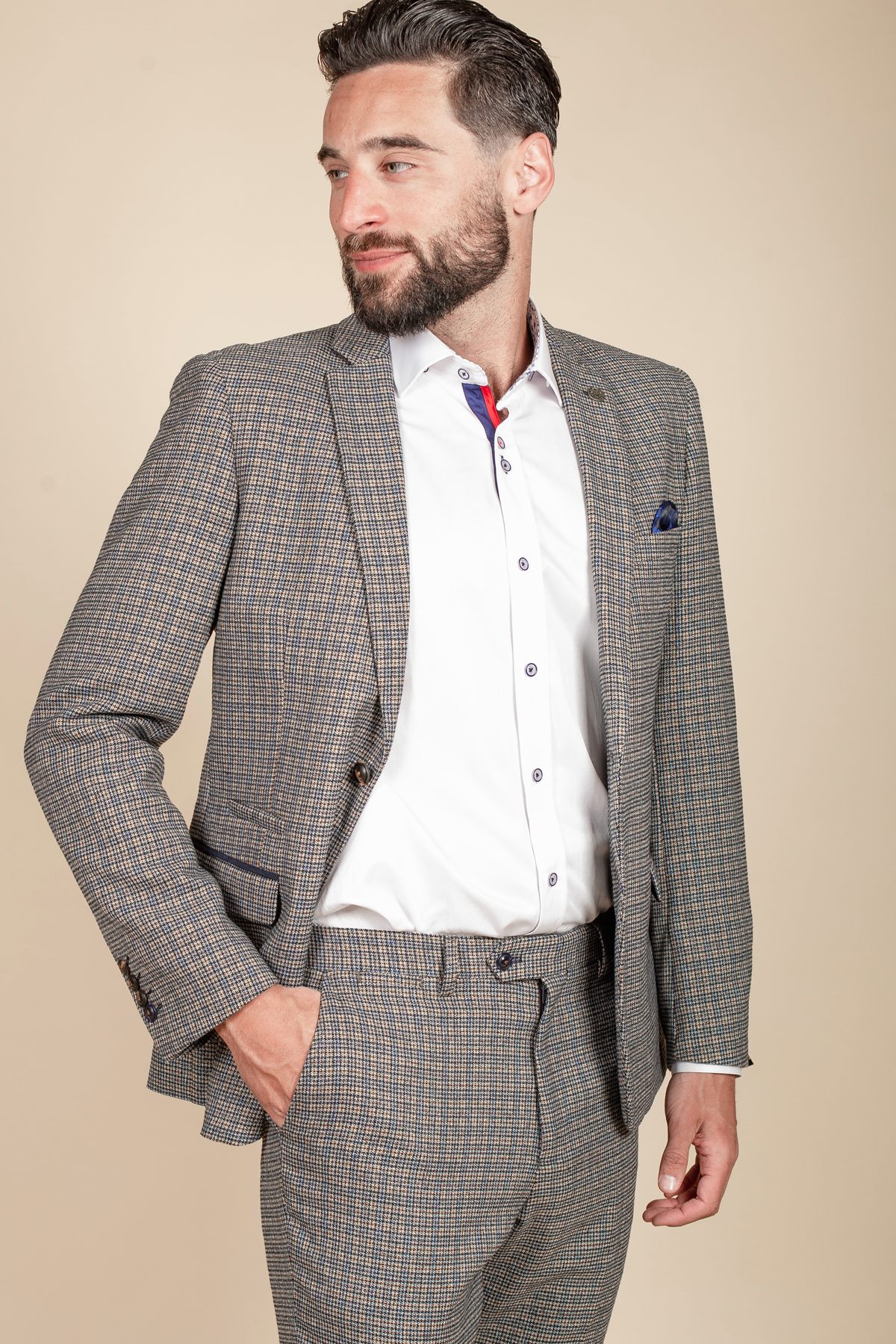 HARDWICK - Navy Tan Tweed Check Blazer