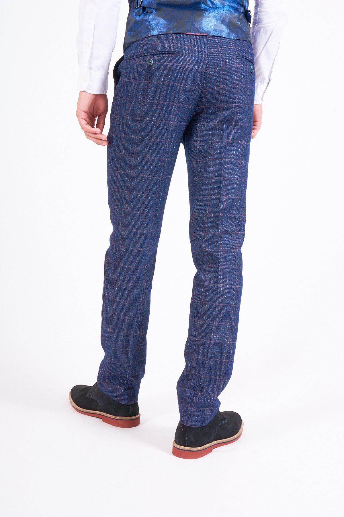 HARRY - Indigo Tweed Check Trousers