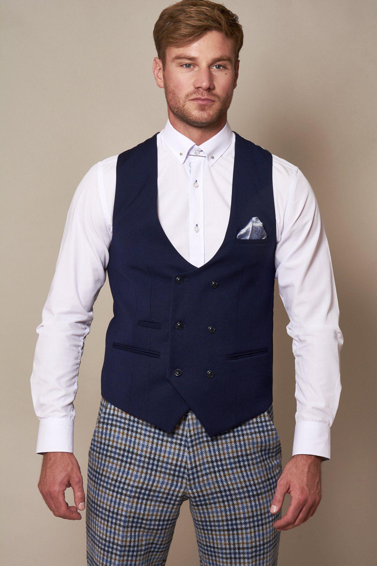 KELLY - Royal Blue Double Breasted Waistcoat