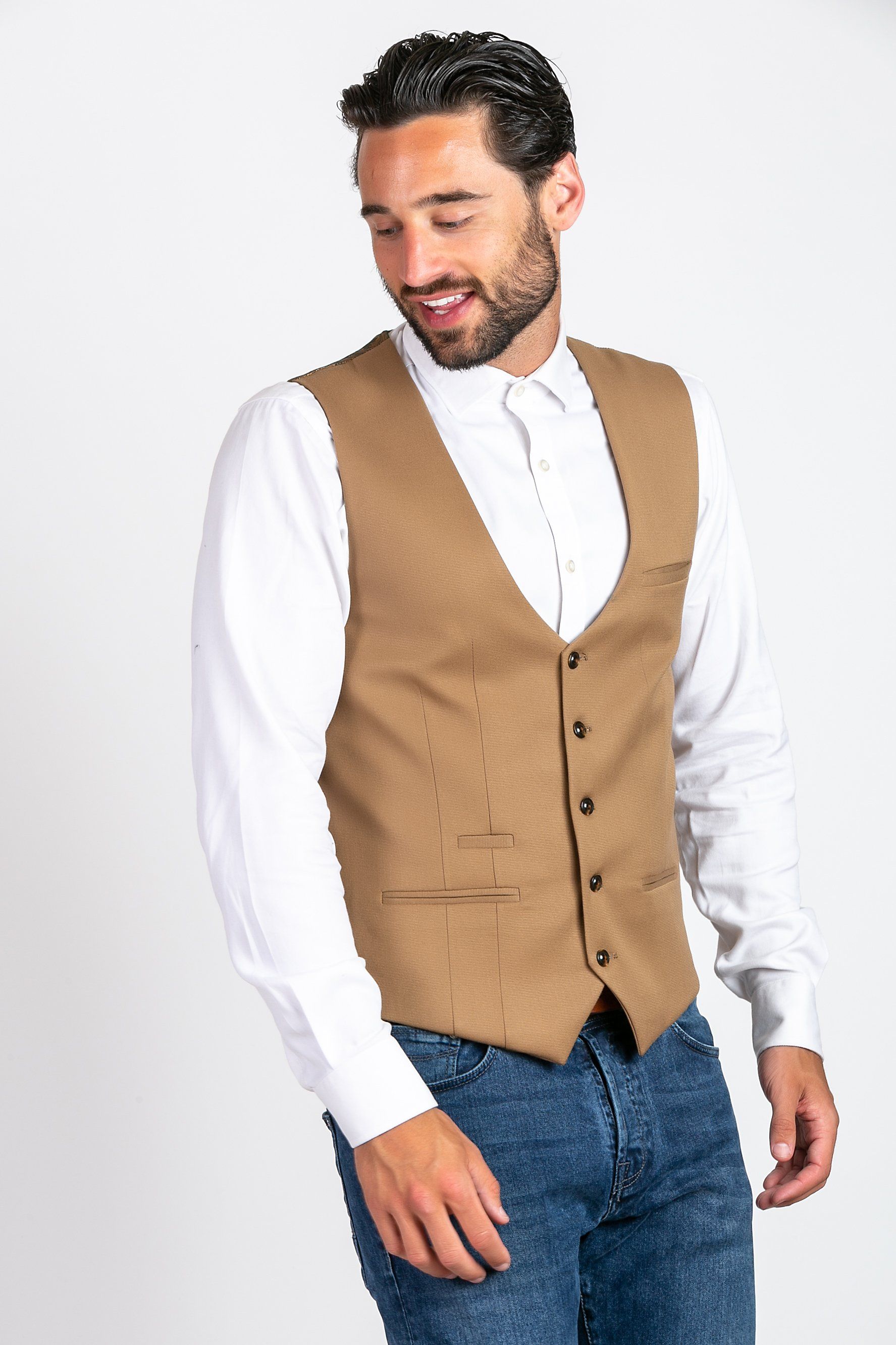 KELLY - Tan Single Breasted Waistcoat