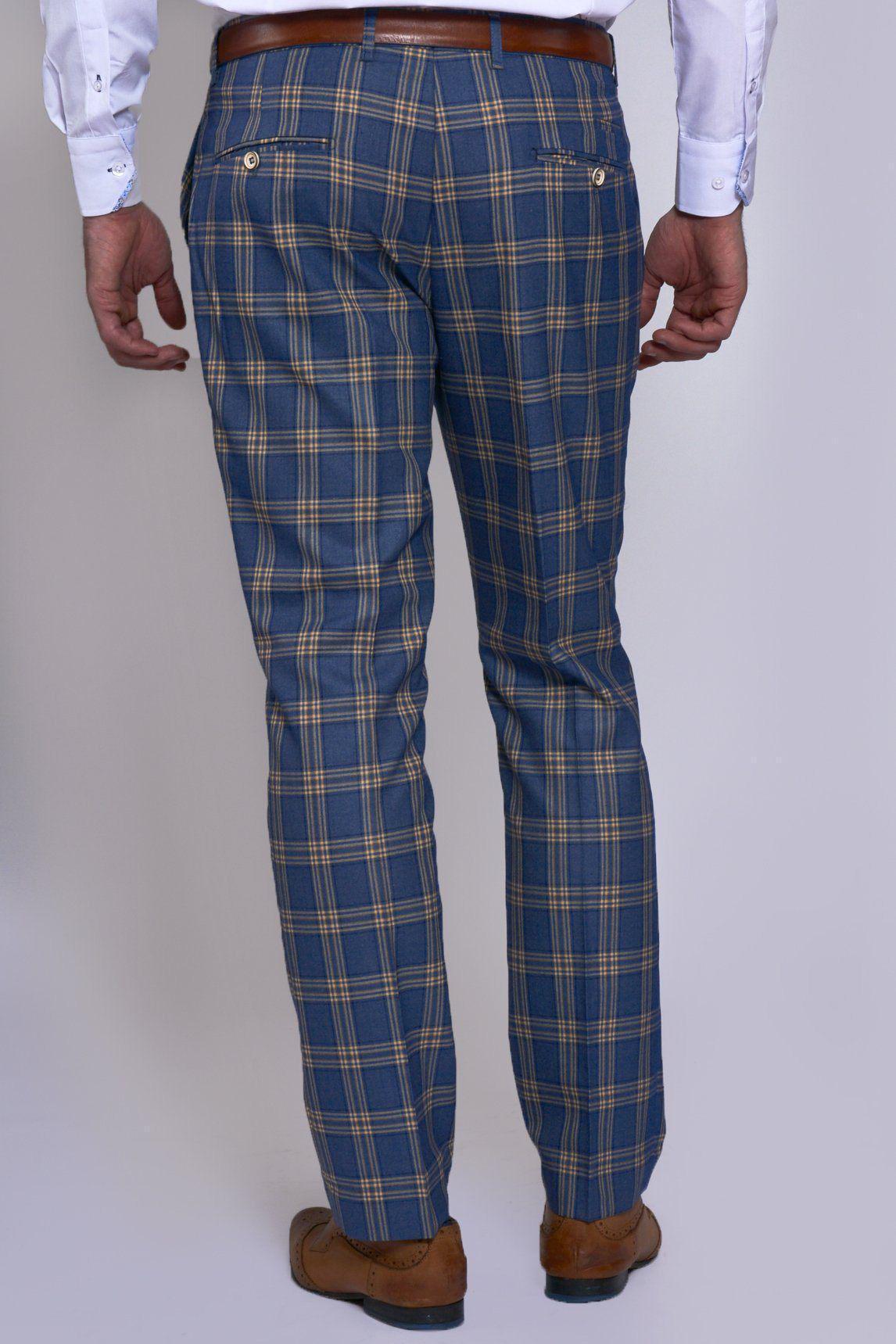 TONY - Blue Yellow Check Trousers – Marc Darcy