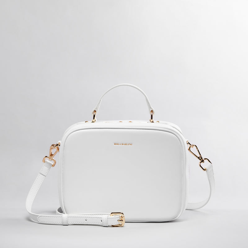 white cross shoulder bag