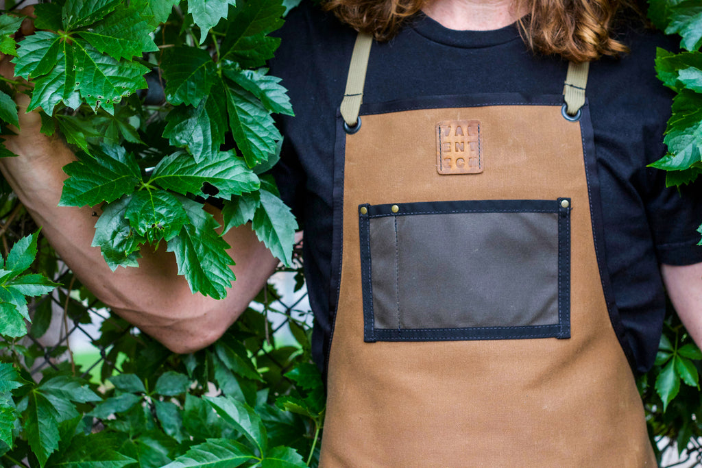 Valentich Goods Waxed Canvas Cross-Back Work Aprons