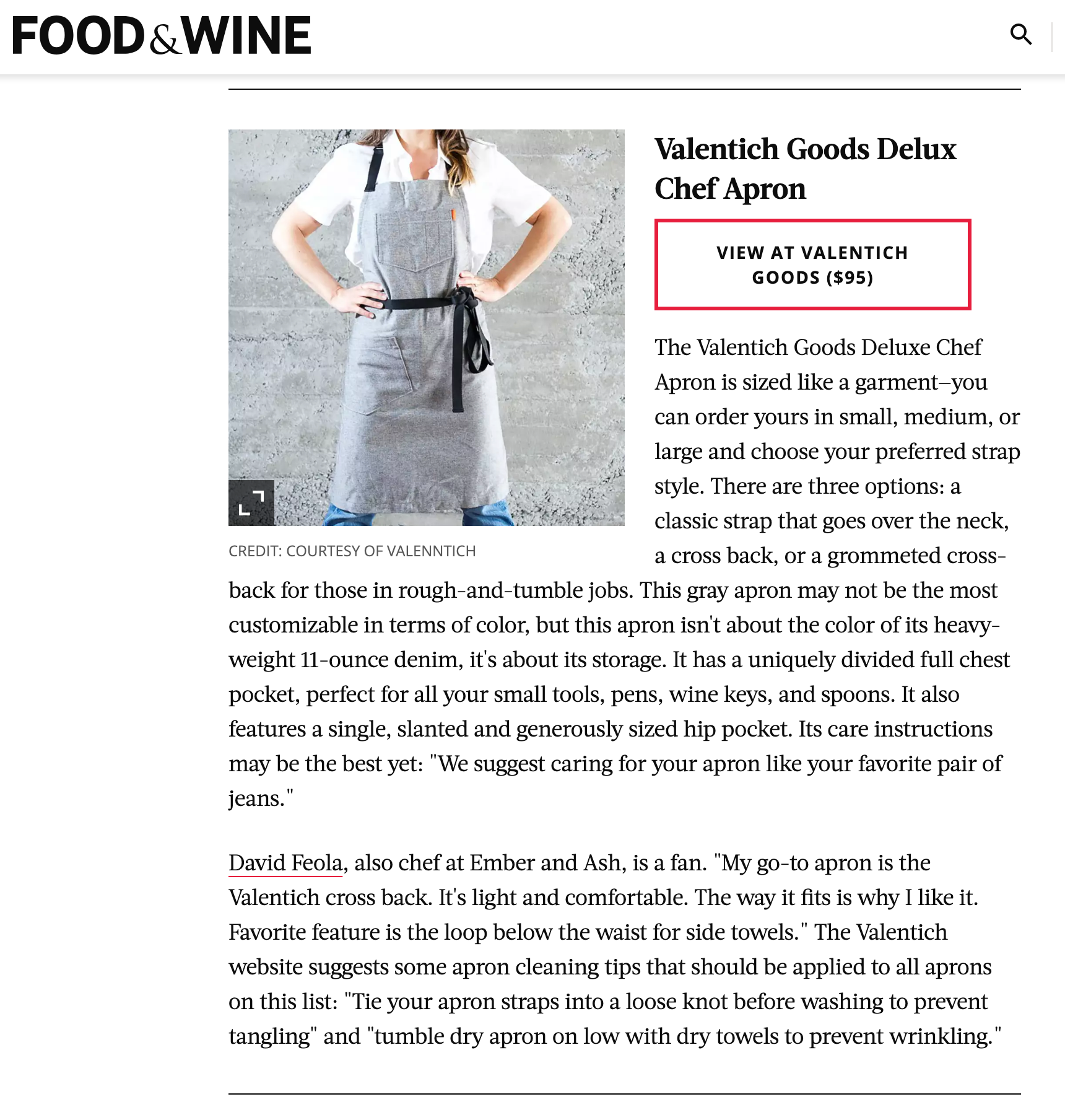 Best Chef Aprons in Food & Wine - Valentich Goods