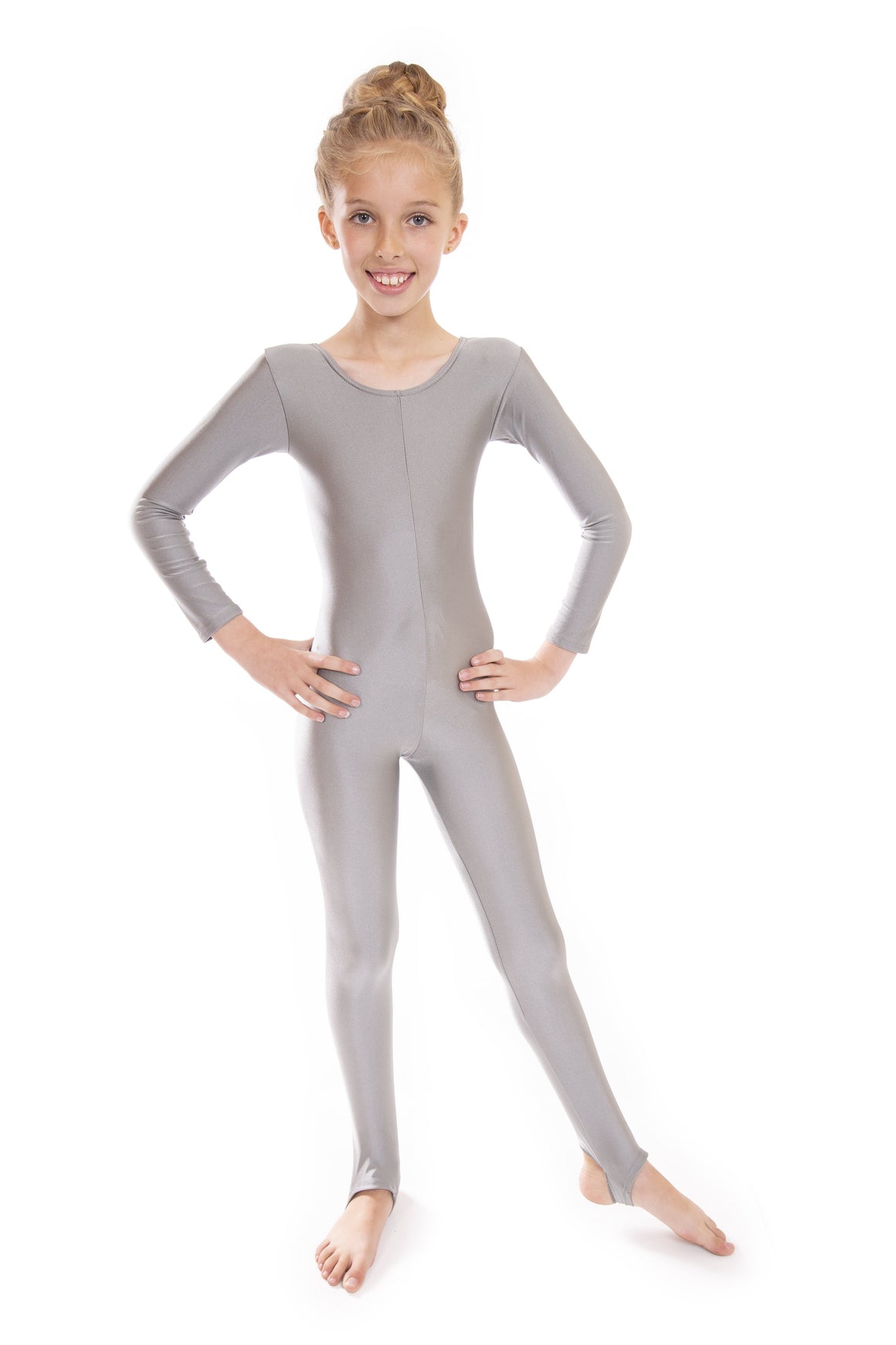 Grey Dance Long Sleeved Unitard Dancewear Catsuit Velocity Pro Sport 