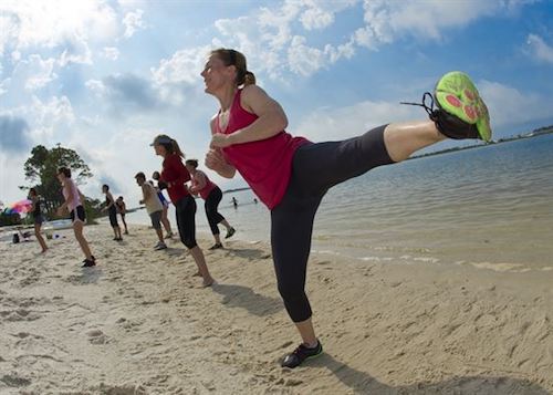 exercising at the beach