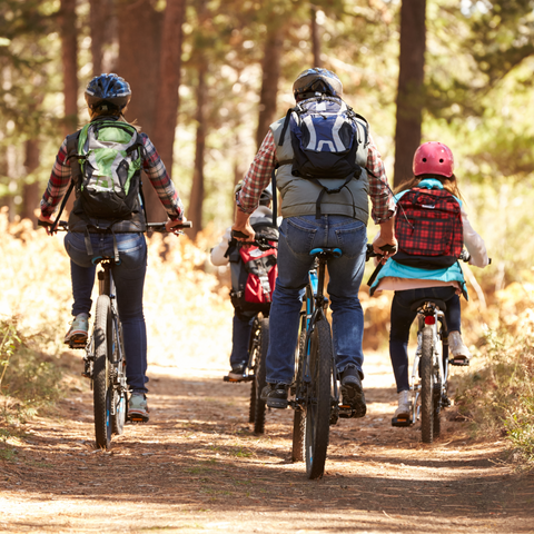 family mountain biking