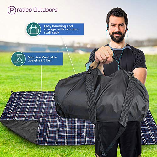 Pratico Outdoors Large Fleece Picnic Blanket, Water Resistant Back, Ma