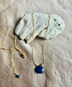 Blue Sapphire Necklace - Heart & Hands