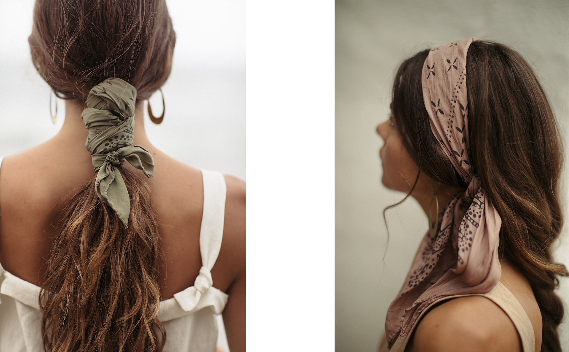 THE 1930s BANDANA, Handprinted Silk, Avocado/THE 1930s BANDANA, Handprinted Silk, Sand