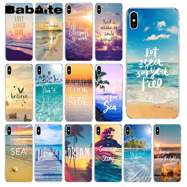 Babaite Summer Blue Sky Beach Quotes Coque Shell Phone Case For Iphone Nox Cases