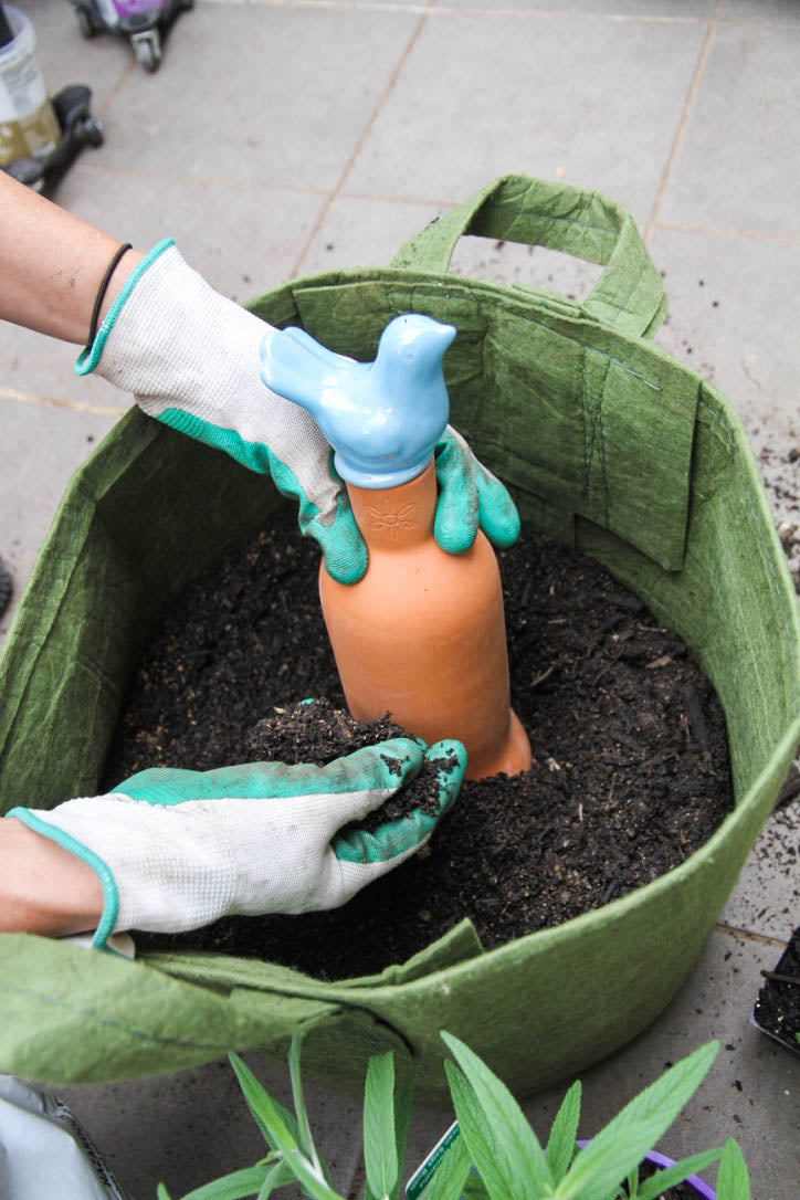 Burying a Waterpot olla in a Rootpouch or plant container