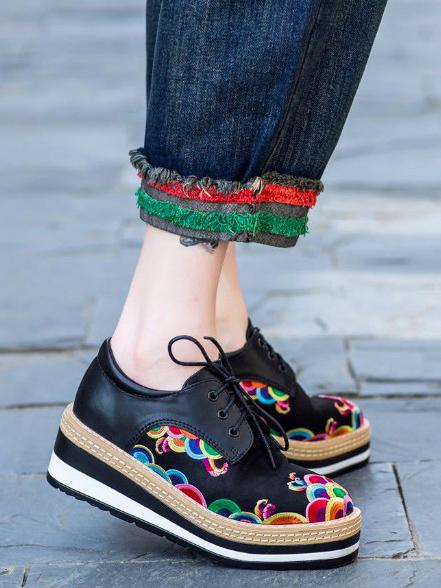 embroidered leather shoes