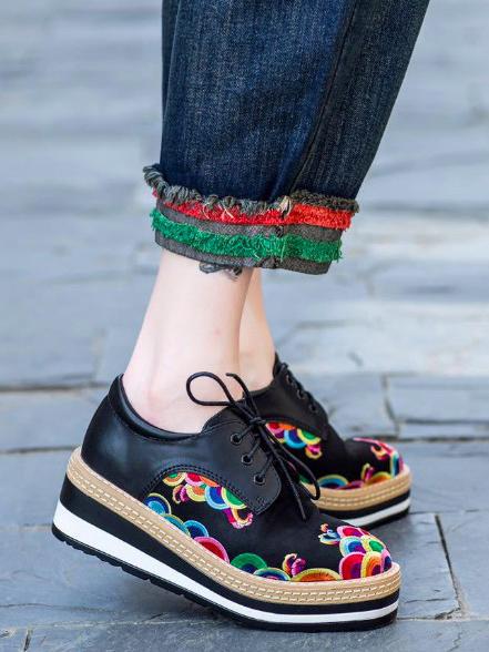 embroidered platform sneakers