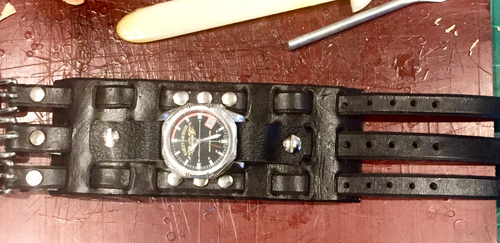 Custom Leather Biker Watch Band