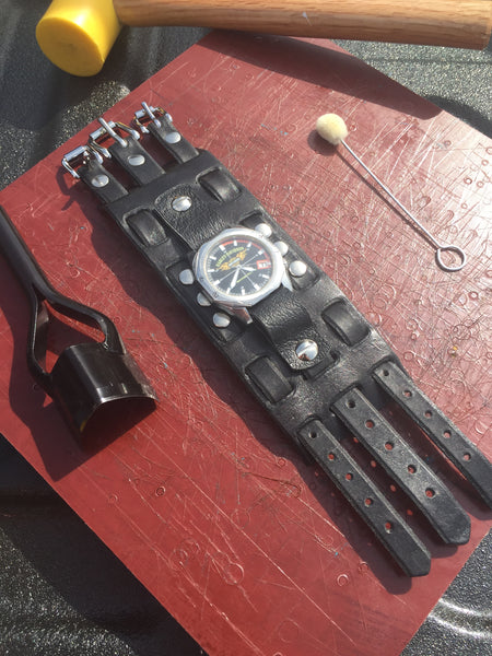 Custom Leather Biker Watch Band