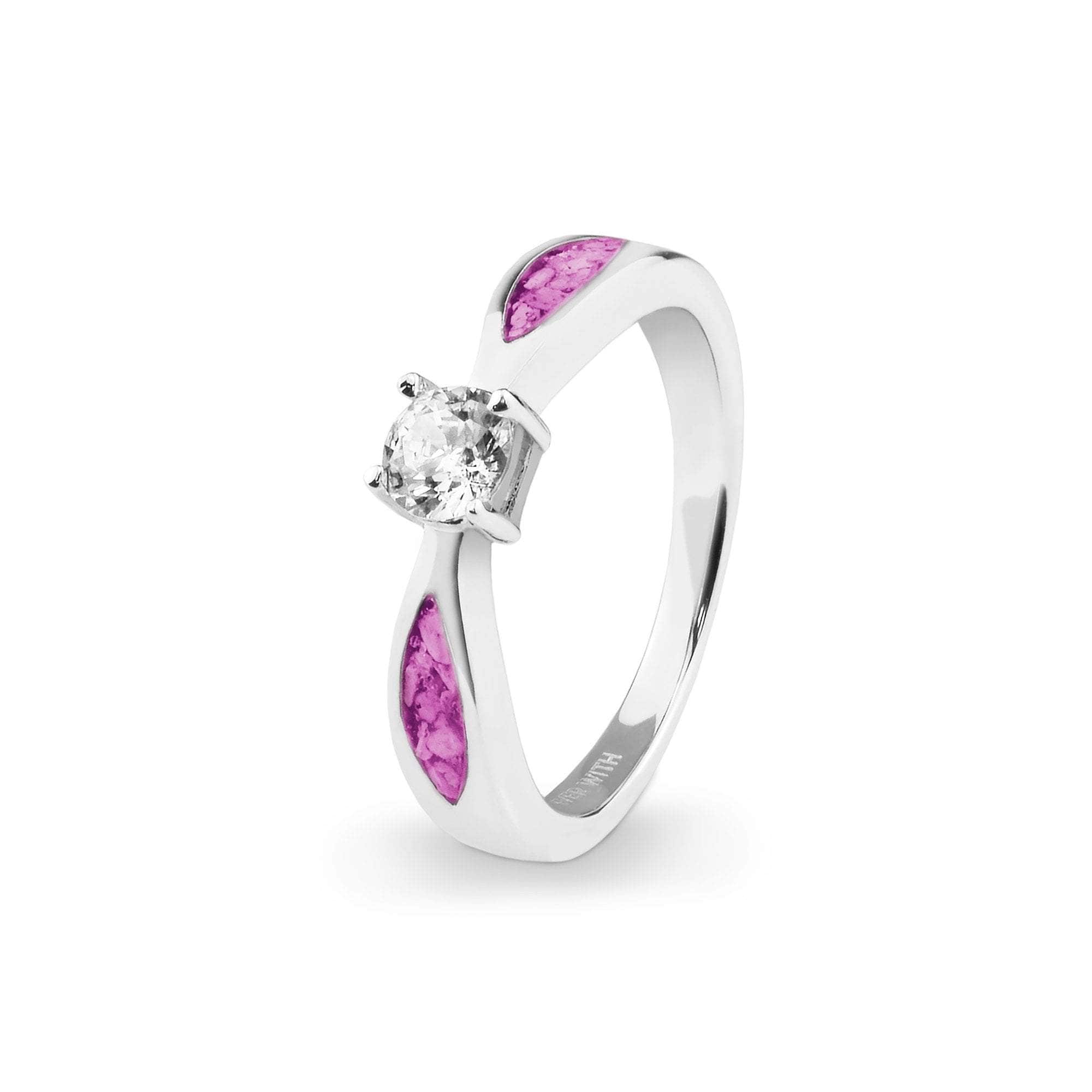 Ladies Solitaire Memorial Ashes Ring with Fine Crystals