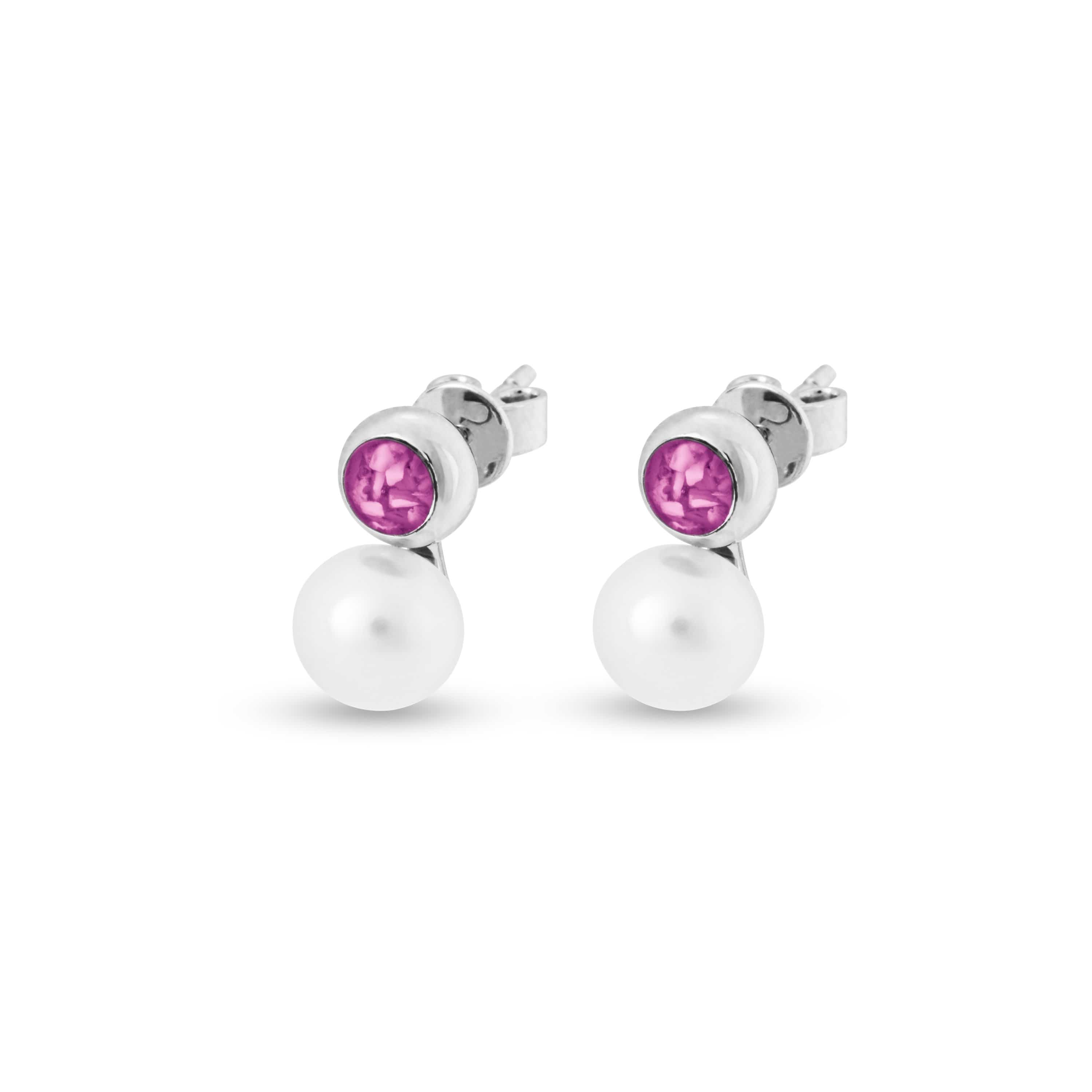 Ladies Rondure Pearl Memorial Ashes Earrings