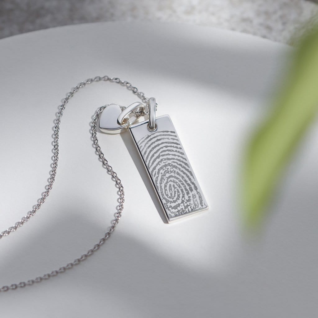 EverWith Engraved Tag with Heart Fingerprint Memorial Pendants