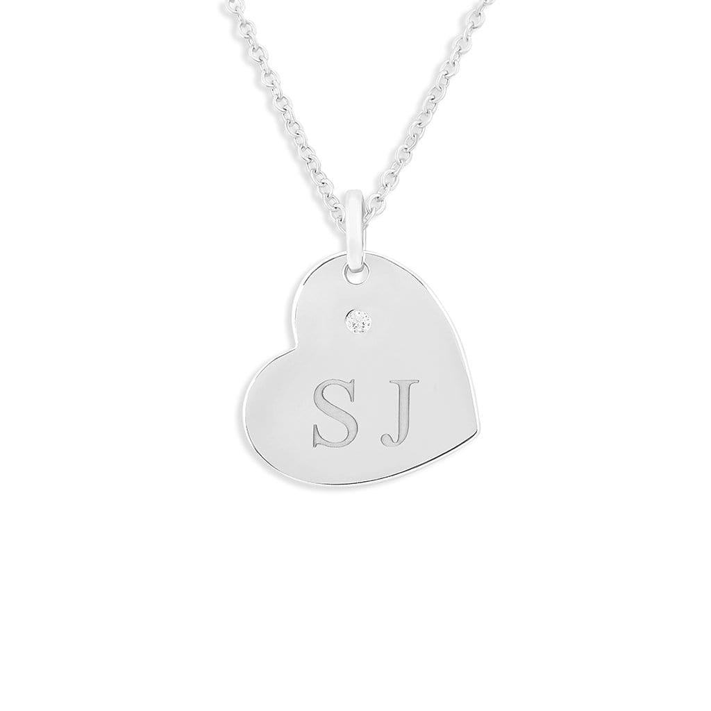 EverWith Engraved Heart Standard Engraving Memorial Pendant with Fine Crystal