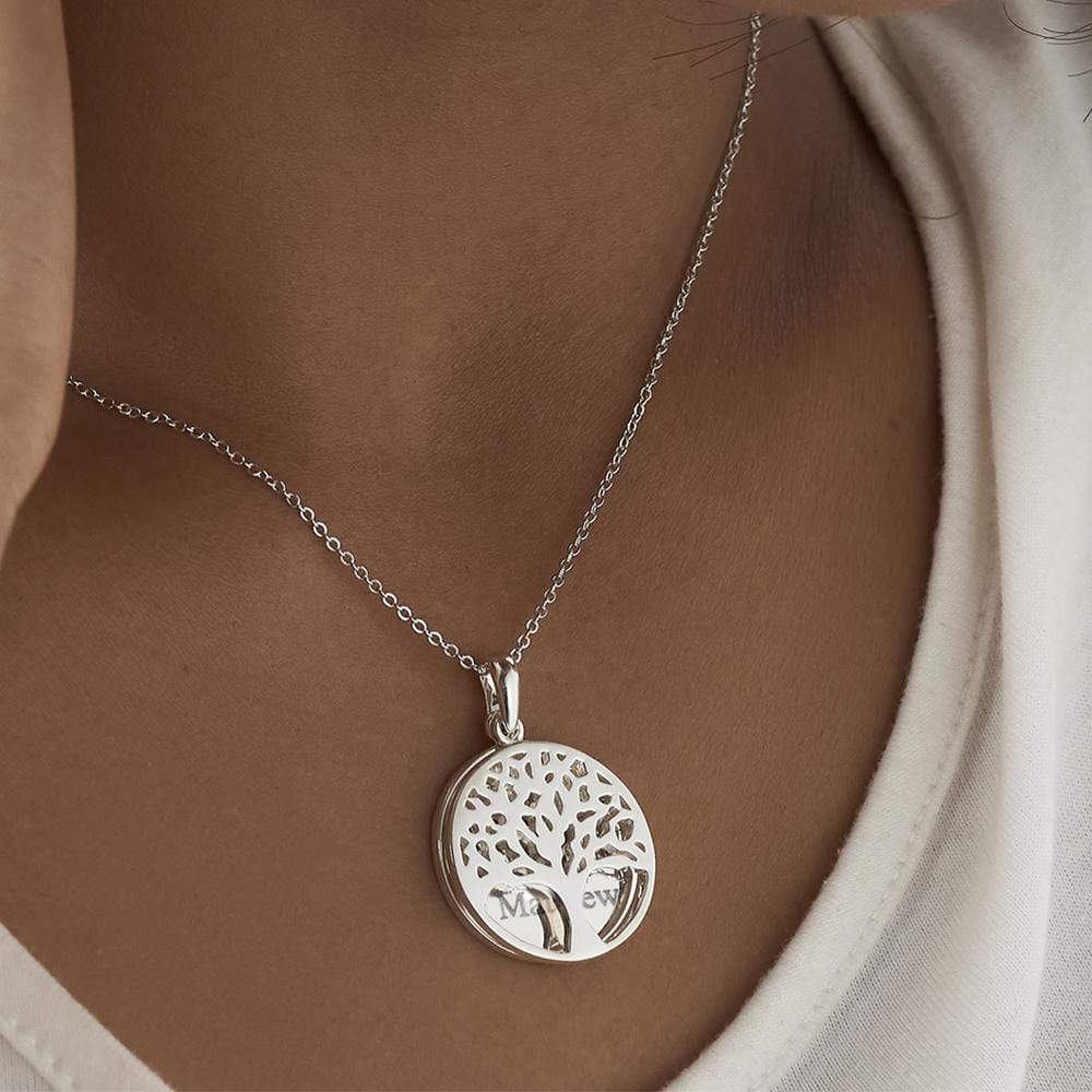 Engraved Tree of Life Discreet Messaging Handprint or Footprint Memorial Pendant