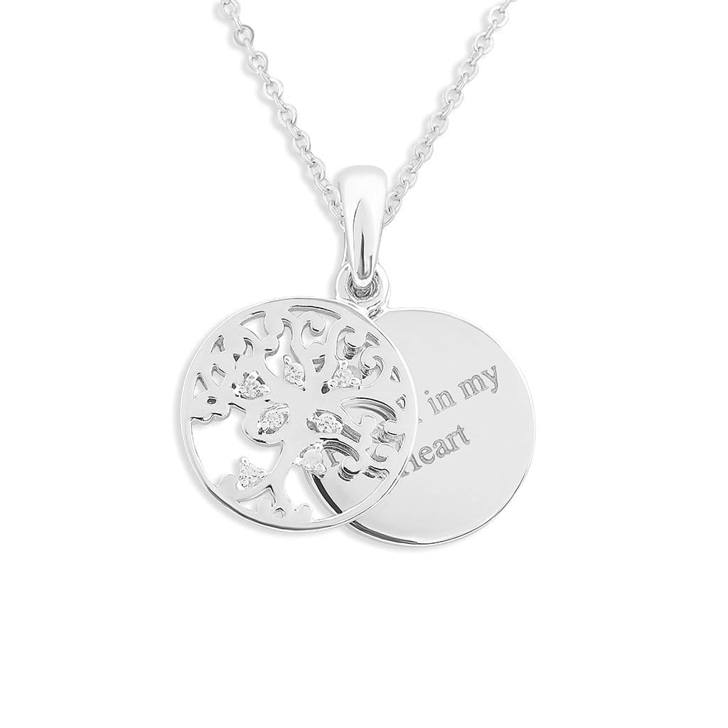 EverWith Engraved Small Tree of Life Standard Engraving Memorial Pendant with Fine Crystal