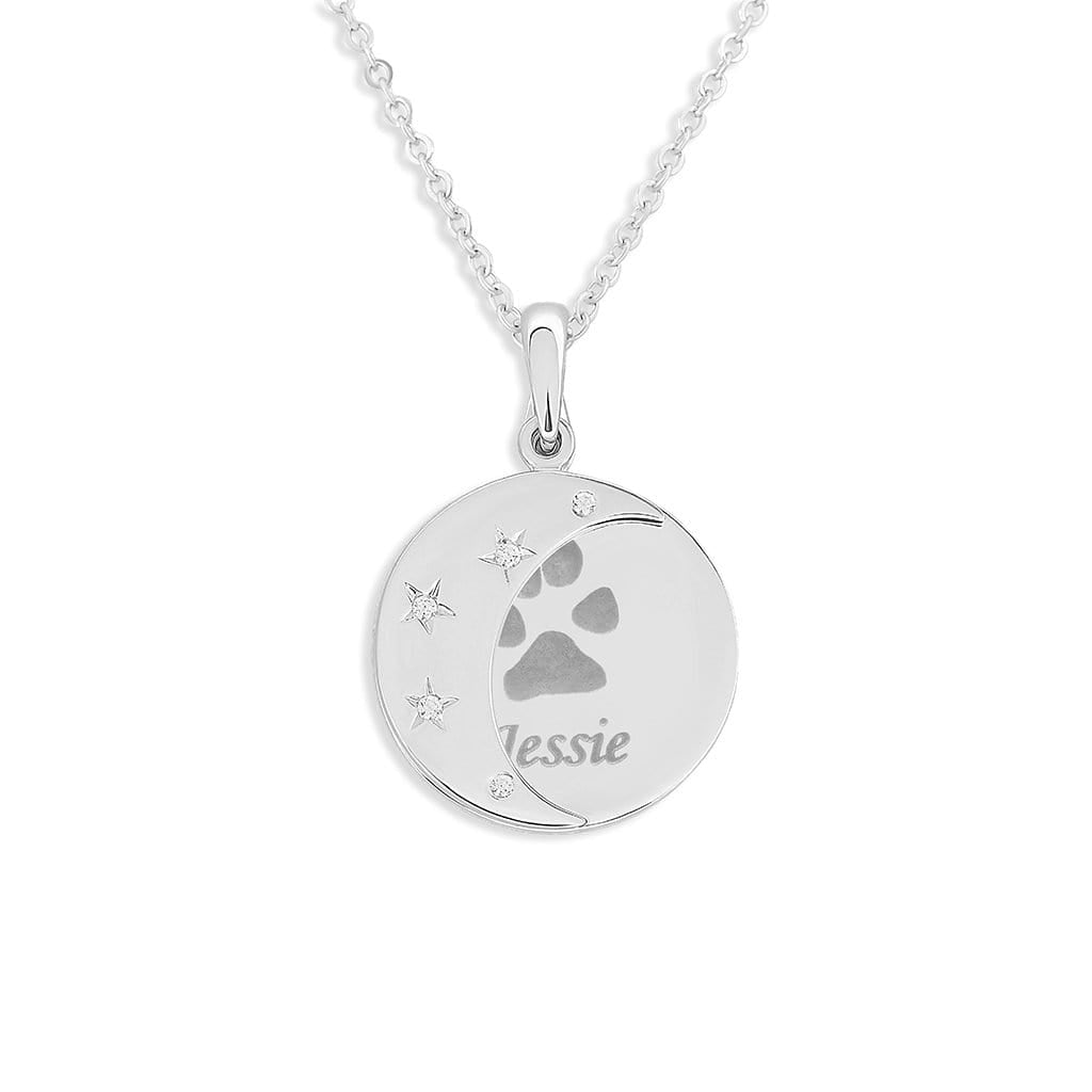 EverWith Engraved Moons Pawprint Memorial Pendants with Fine Crystal