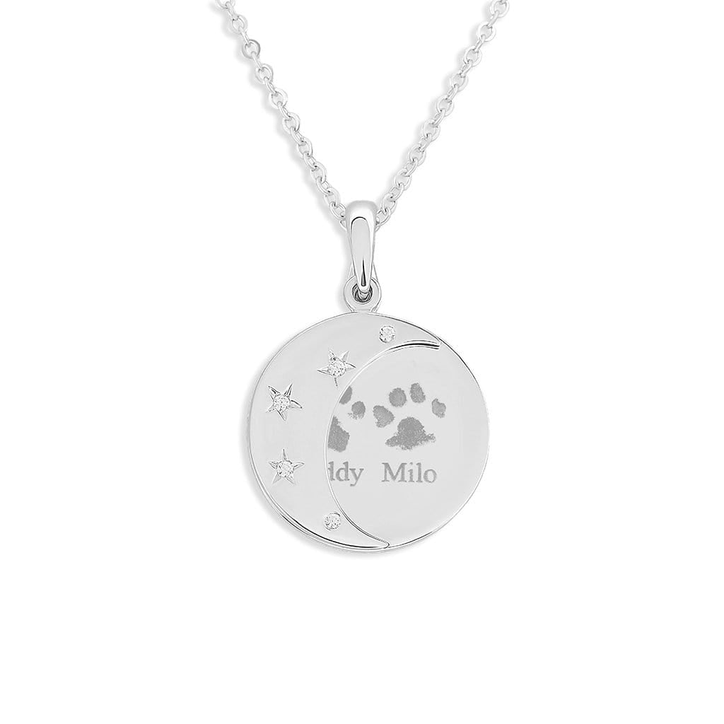 EverWith Engraved Moons Pawprint Memorial Pendants with Fine Crystal