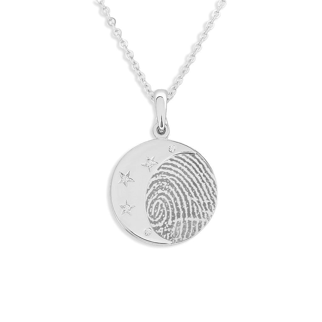 EverWith Engraved Moons Fingerprint Memorial Pendants with Fine Crystal