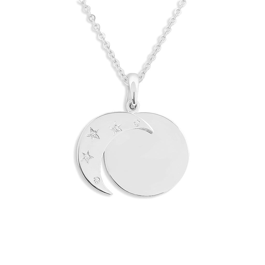EverWith Engraved Moons Handwriting Memorial Pendants with Fine Crystal