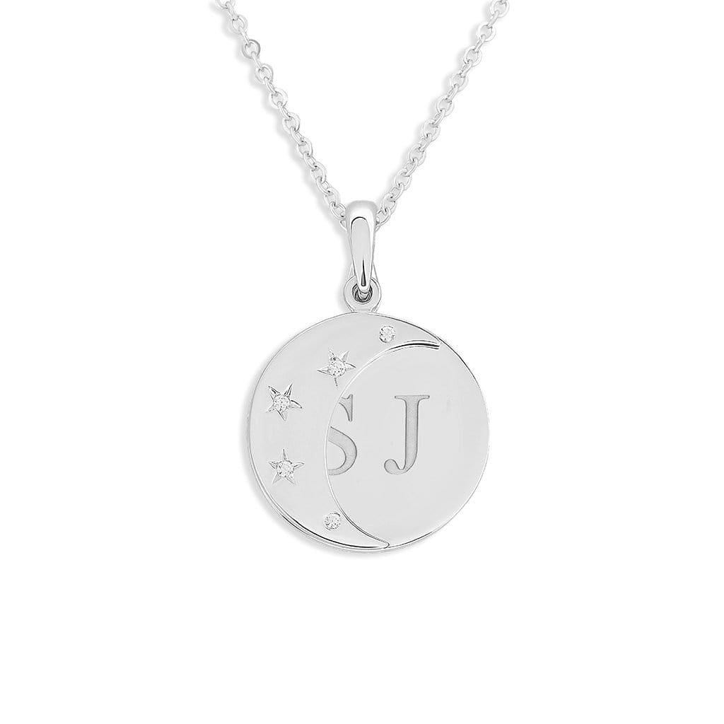 EverWith Engraved Moons Standard Engraving Memorial Pendants with Fine Crystal