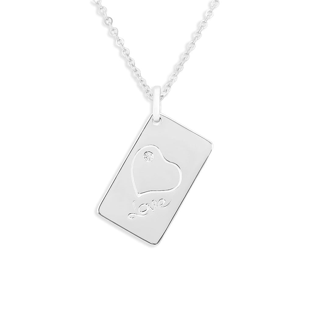 EverWith Engraved Love Tag Handprint or Footprint Memorial Pendant with Fine Crystals