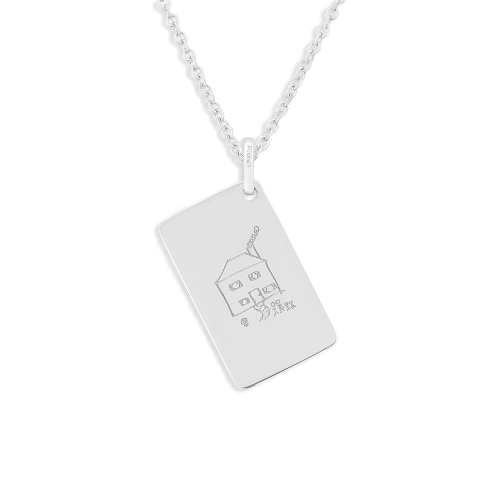EverWith Engraved Love Tag Drawing Memorial Pendant with Fine Crystals