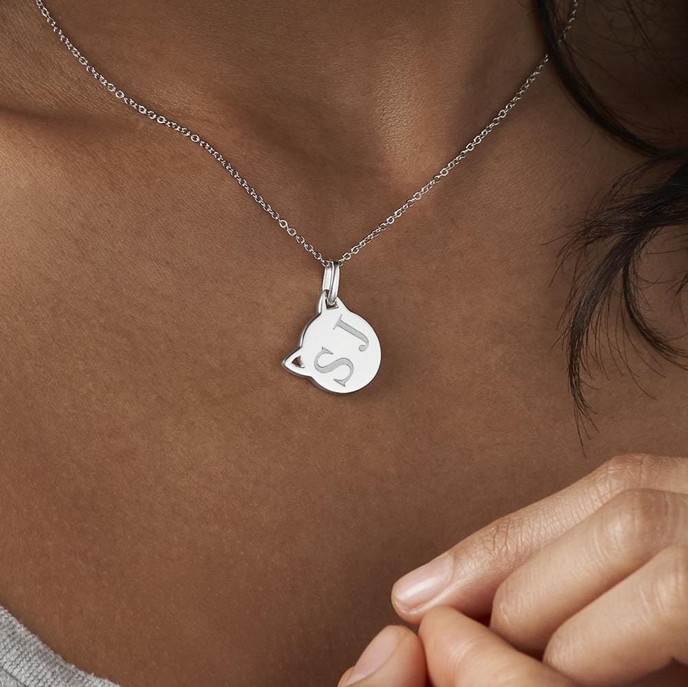 Engraved Cat Standard Engraving Memorial Pendant with Fine Crystal