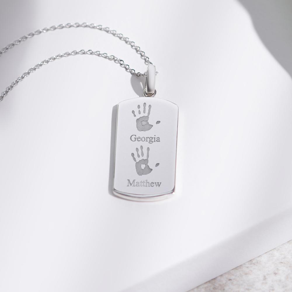 EverWith Engraved Tag Handprint or Footprint Memorial Pendant