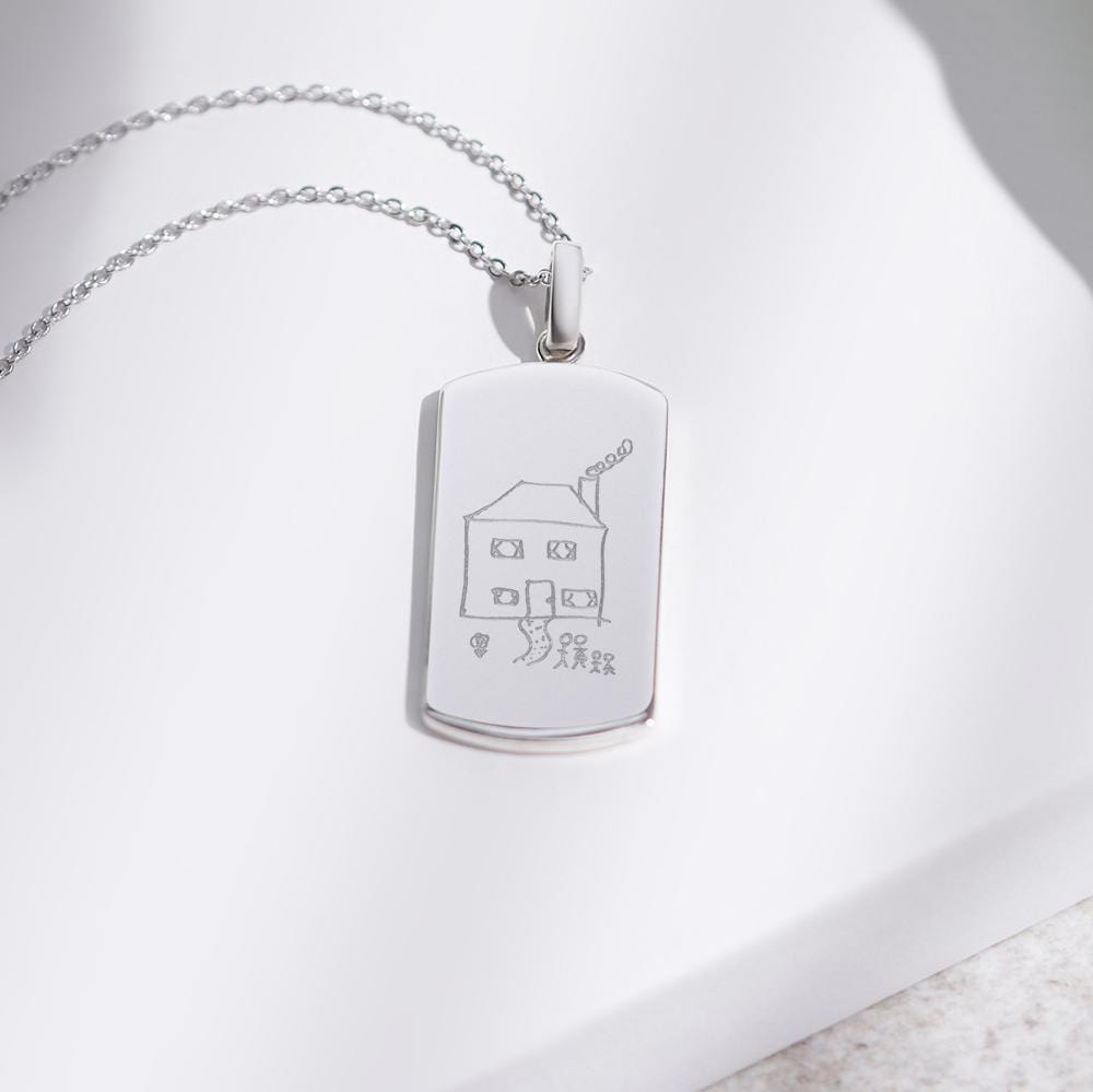 Engraved Tag Drawing Memorial Pendant