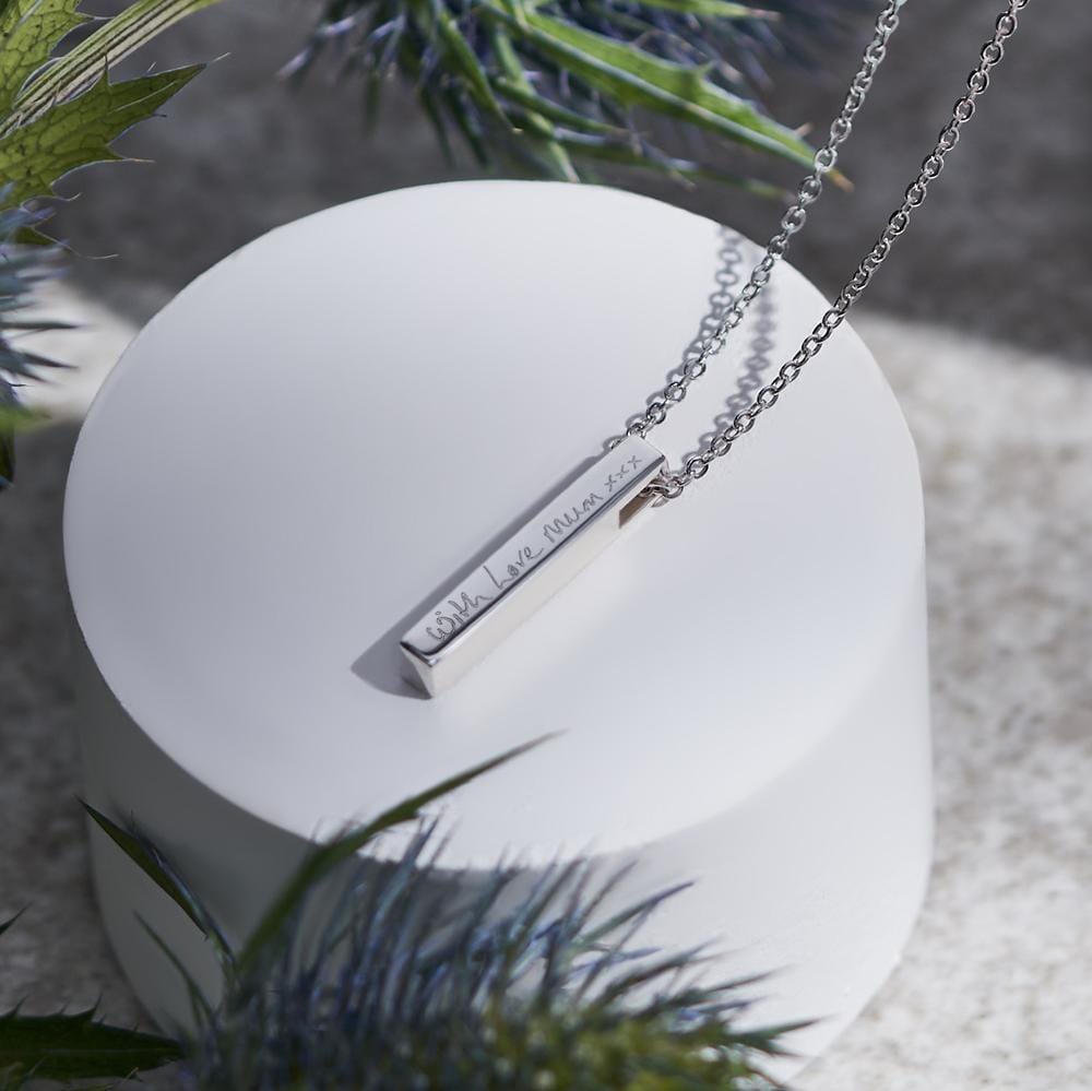 Engraved Short Bar Handwriting Memorial Pendant