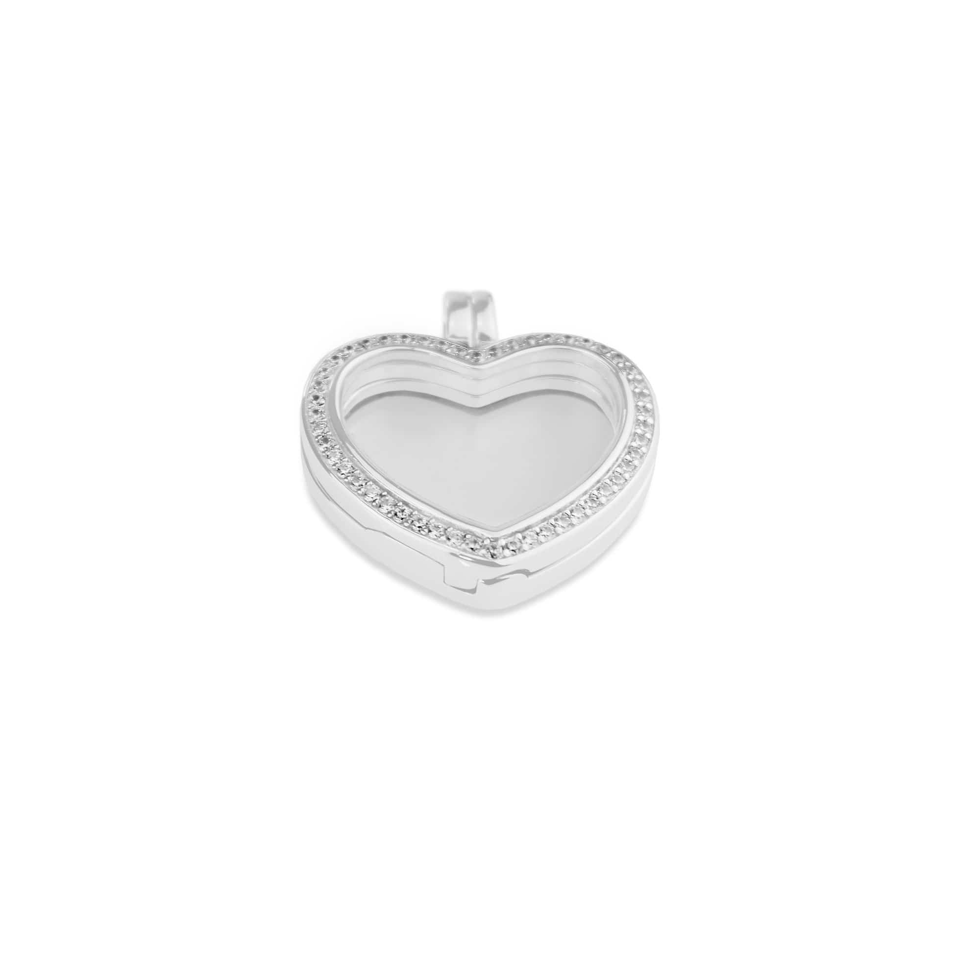 EverWith Small Heart Glass Locket Sterling Silver Memorial Ashes Locket With Fine Crystals