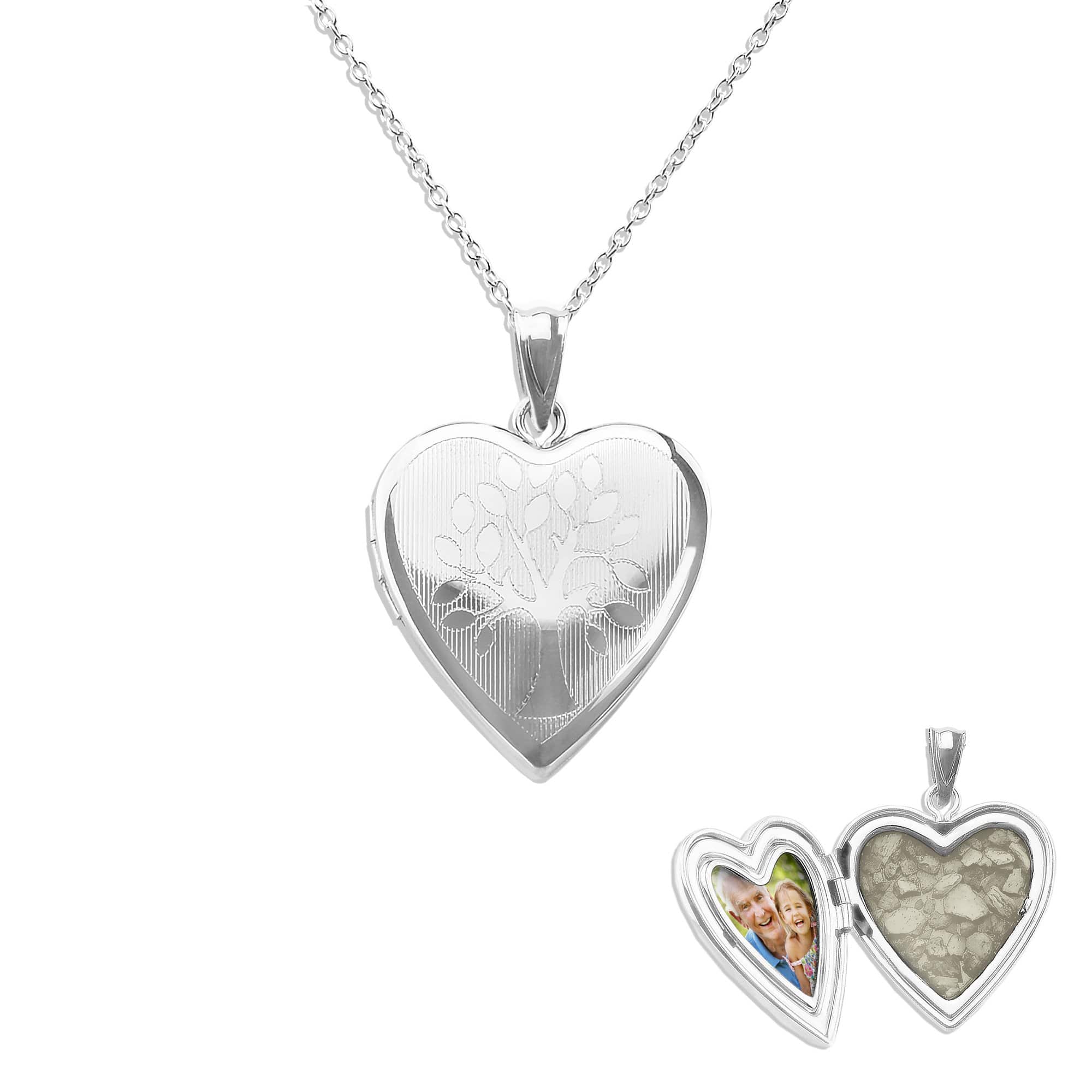 Tree of Life Heart Shaped Sterling Silver Memorial Ashes Locket