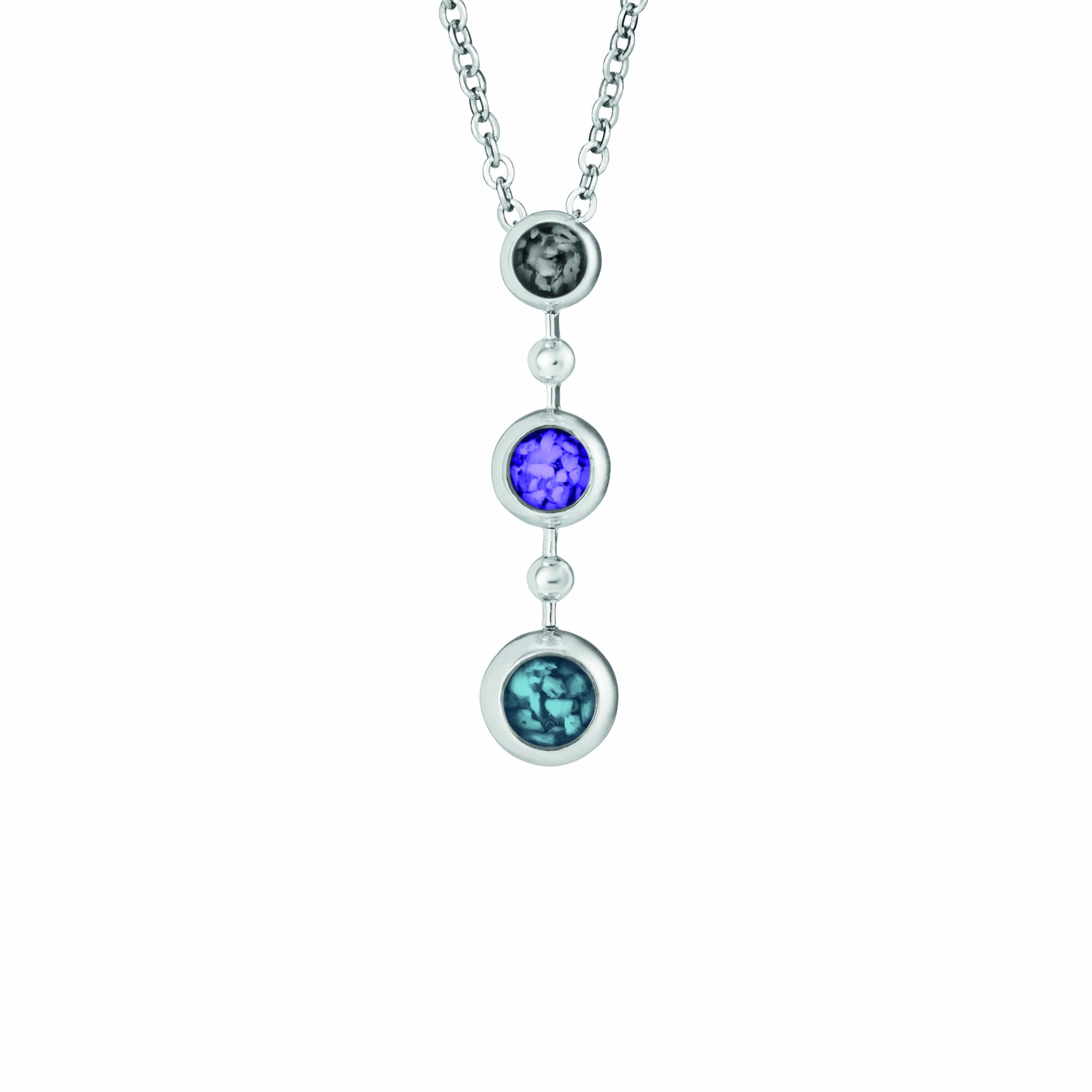 Ladies Rondure Triple Drop Memorial Ashes Necklace