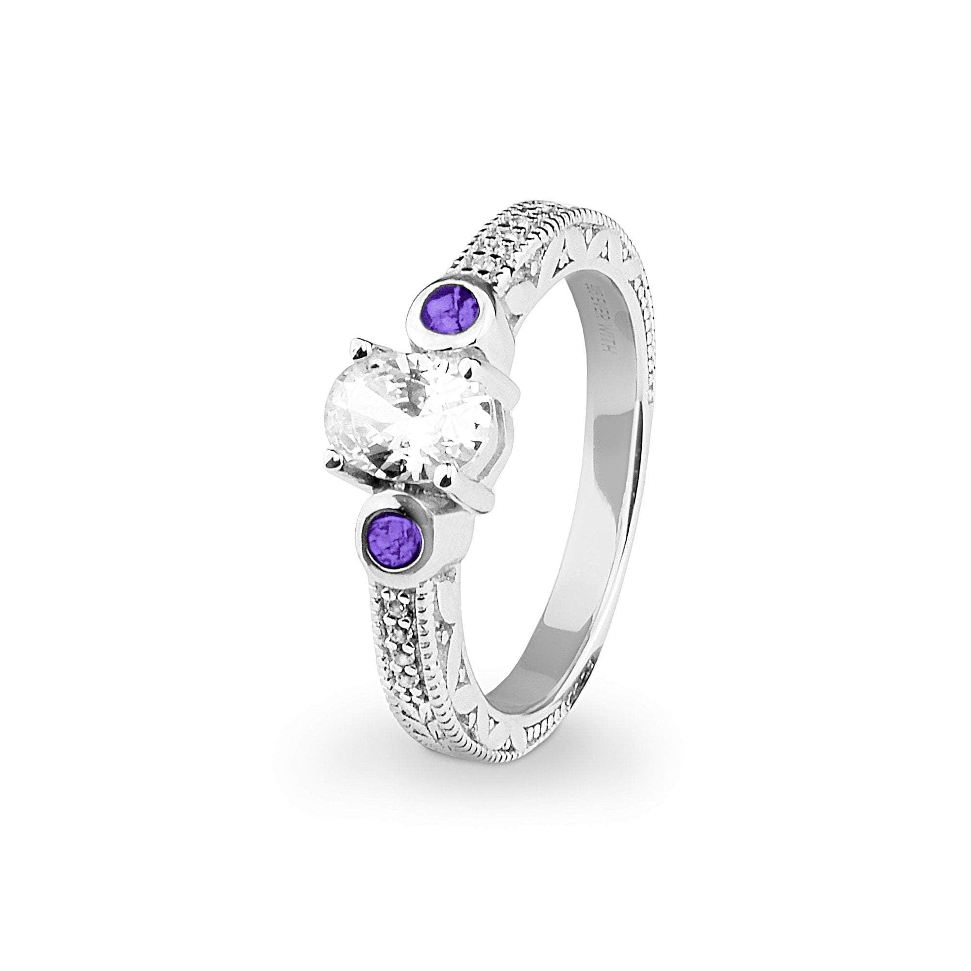 Ladies Serenity Memorial Ashes Ring with Fine Crystals