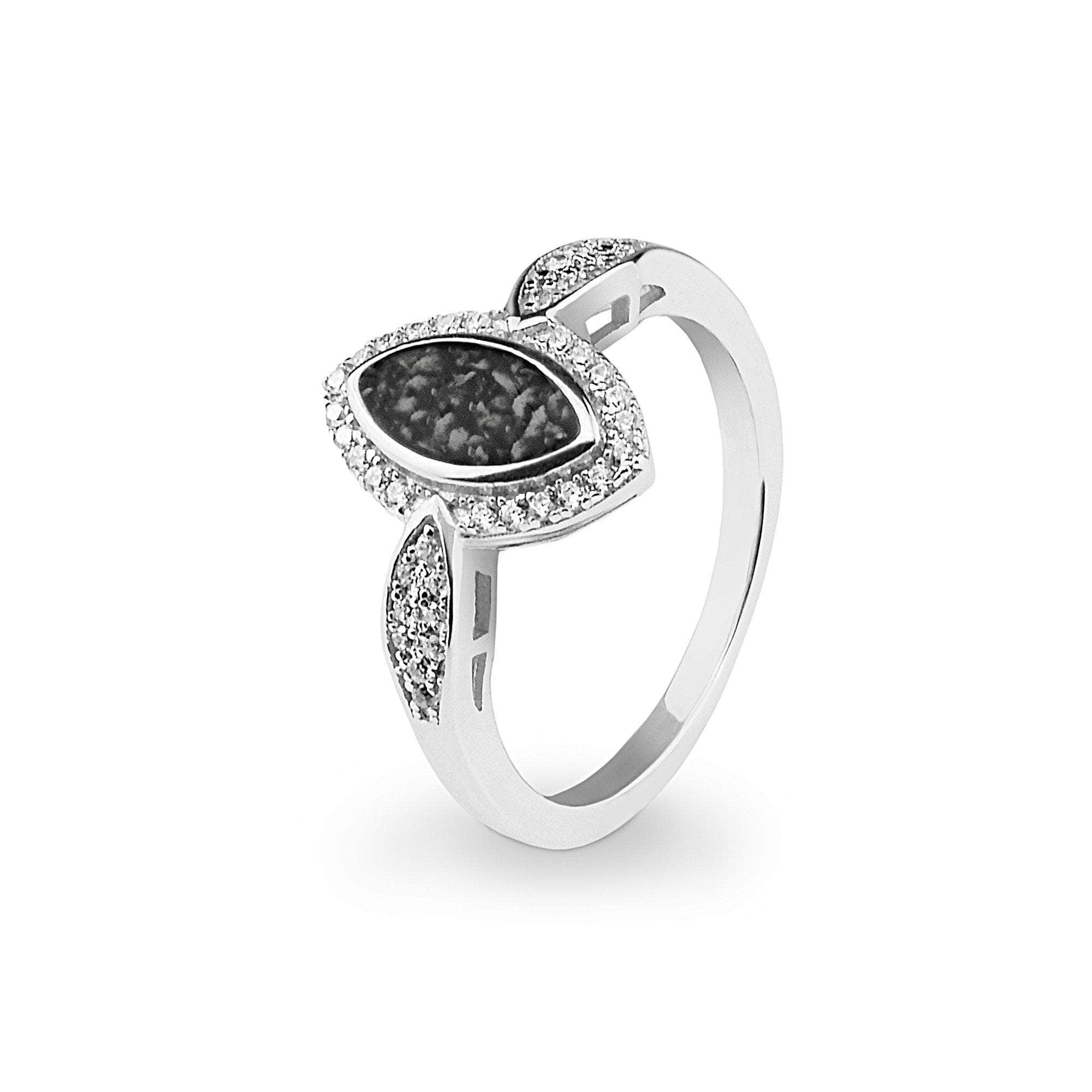 Ladies Marquise Memorial Ashes Ring with Fine Crystals