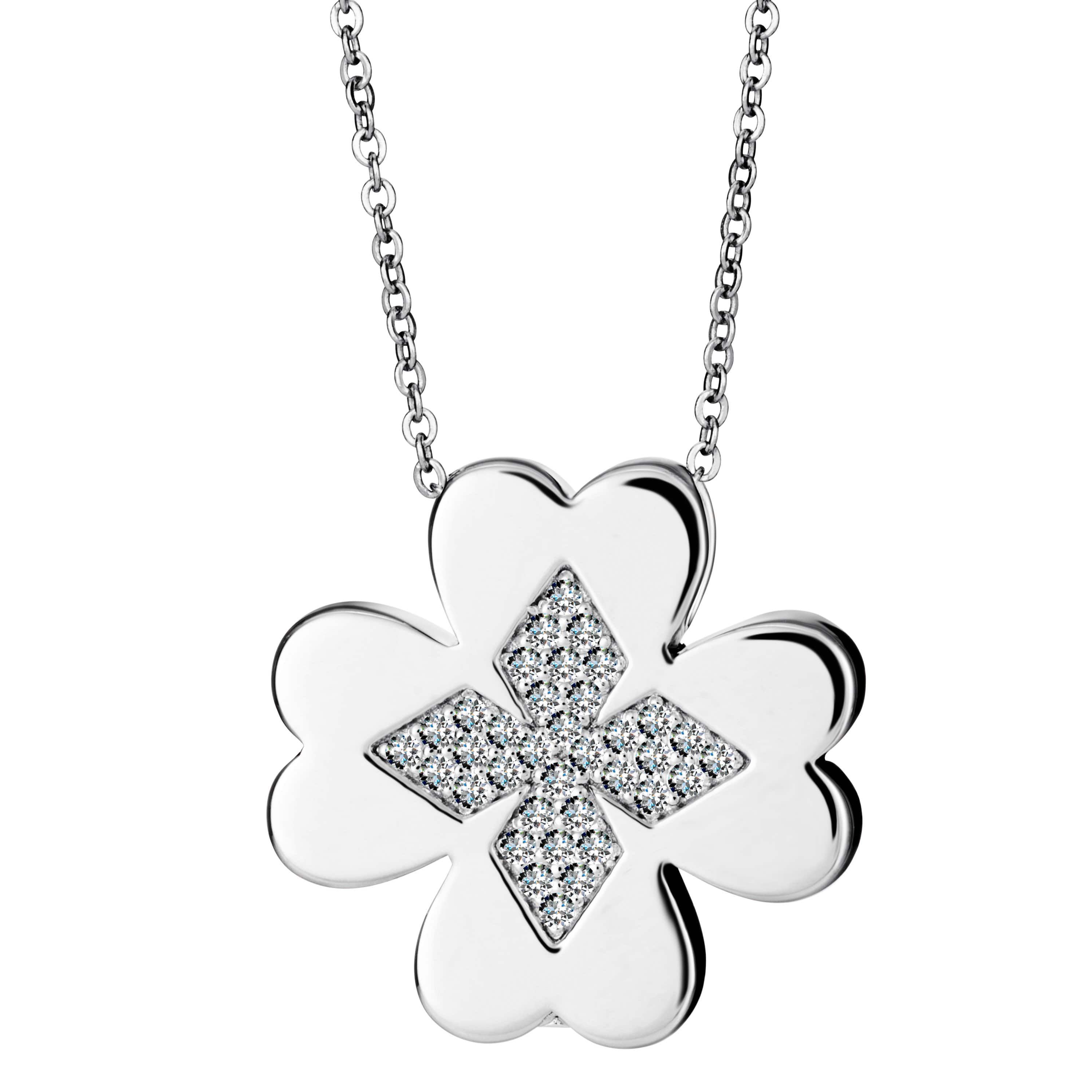 Self-fill Clover Memorial Ashes Pendant with Crystals