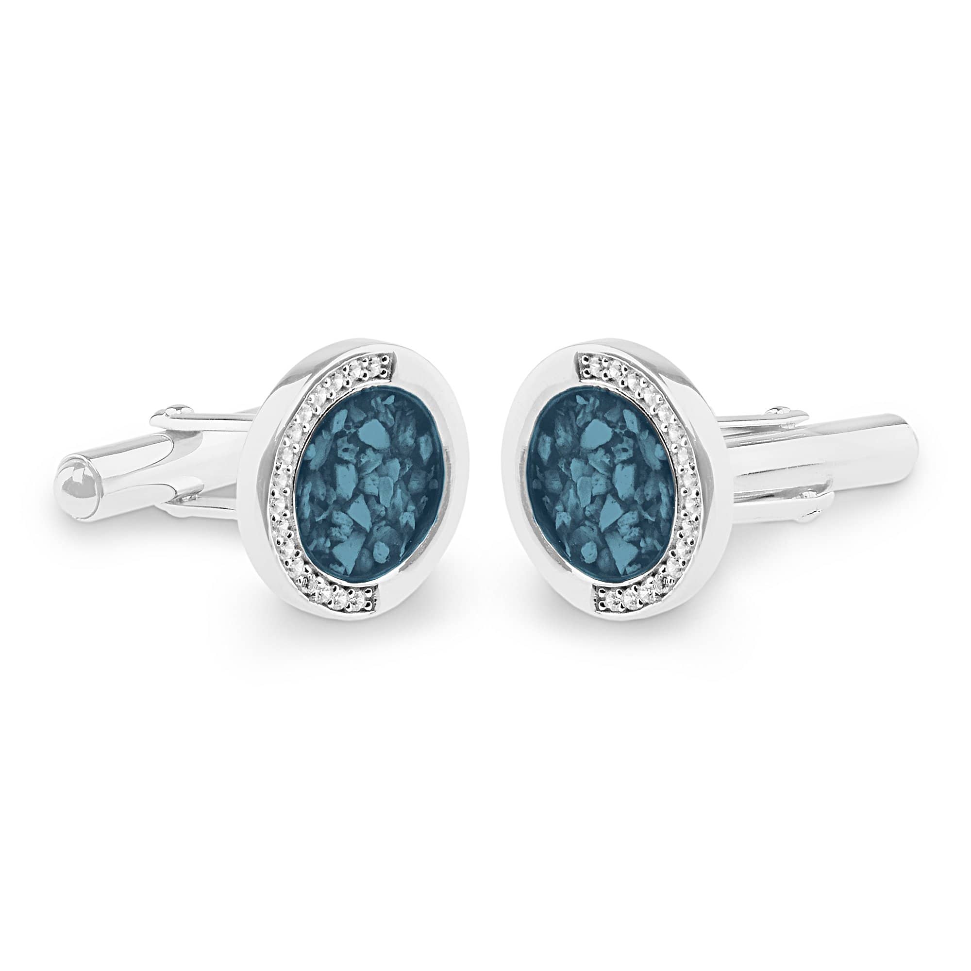 Gents Fancy Round Memorial Ashes Cufflinks with Fine Crystals