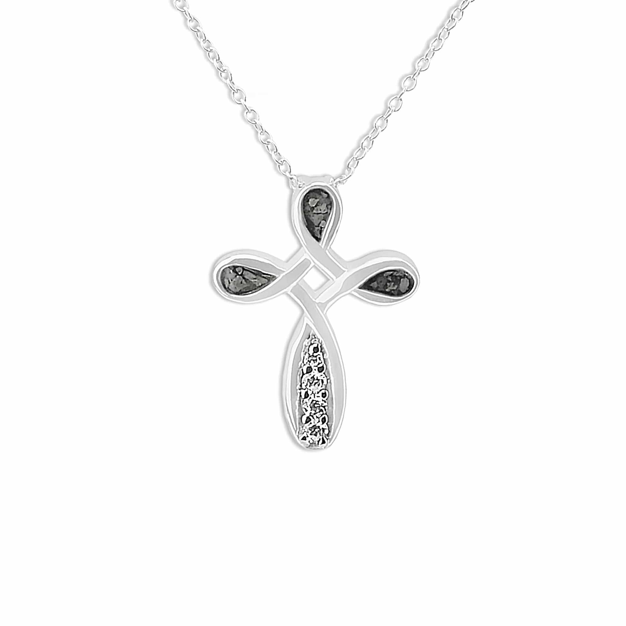 Unisex Celtic Cross Memorial Ashes Pendant with Fine Crystals