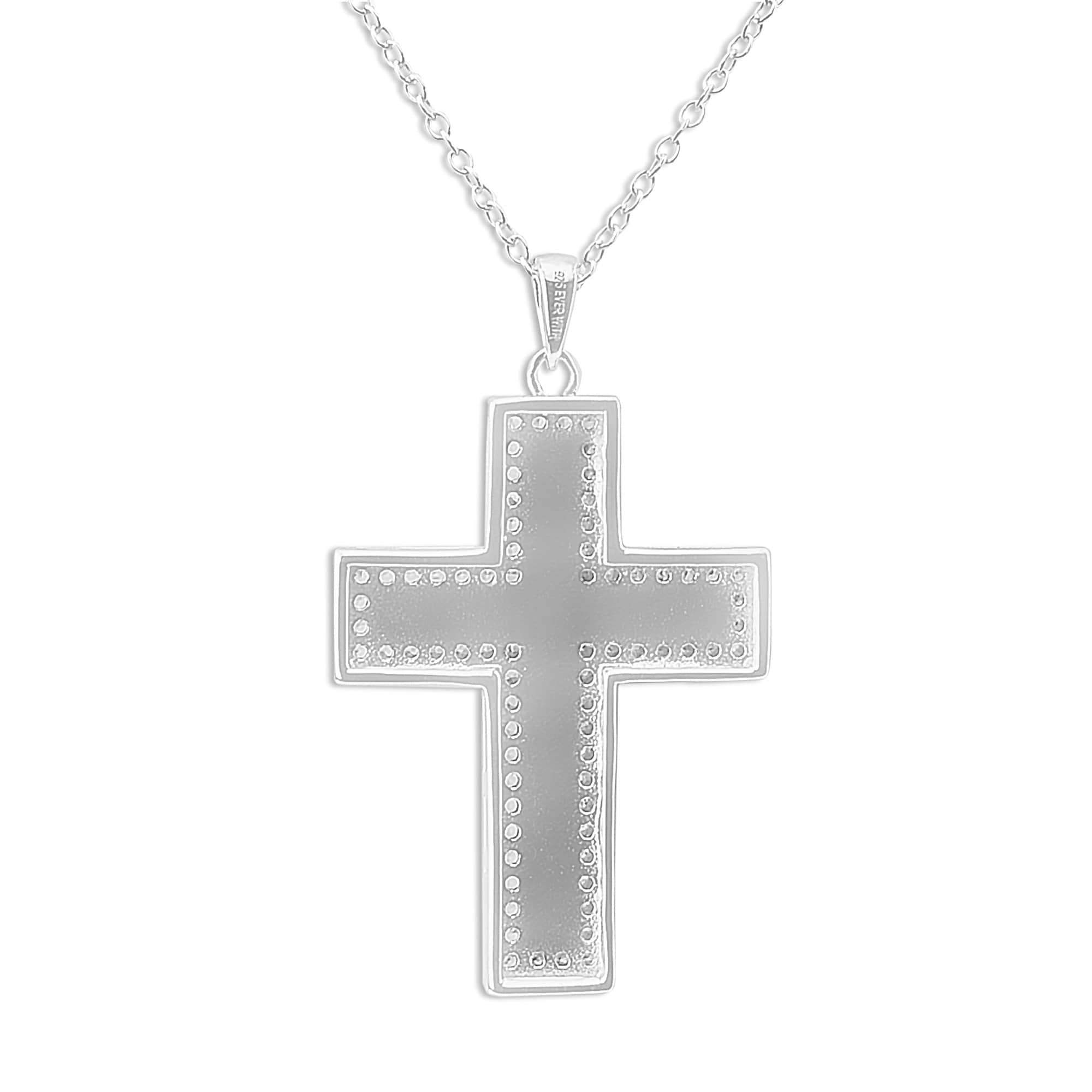 EverWith Unisex Cross Memorial Ashes Pendant with Fine Crystals