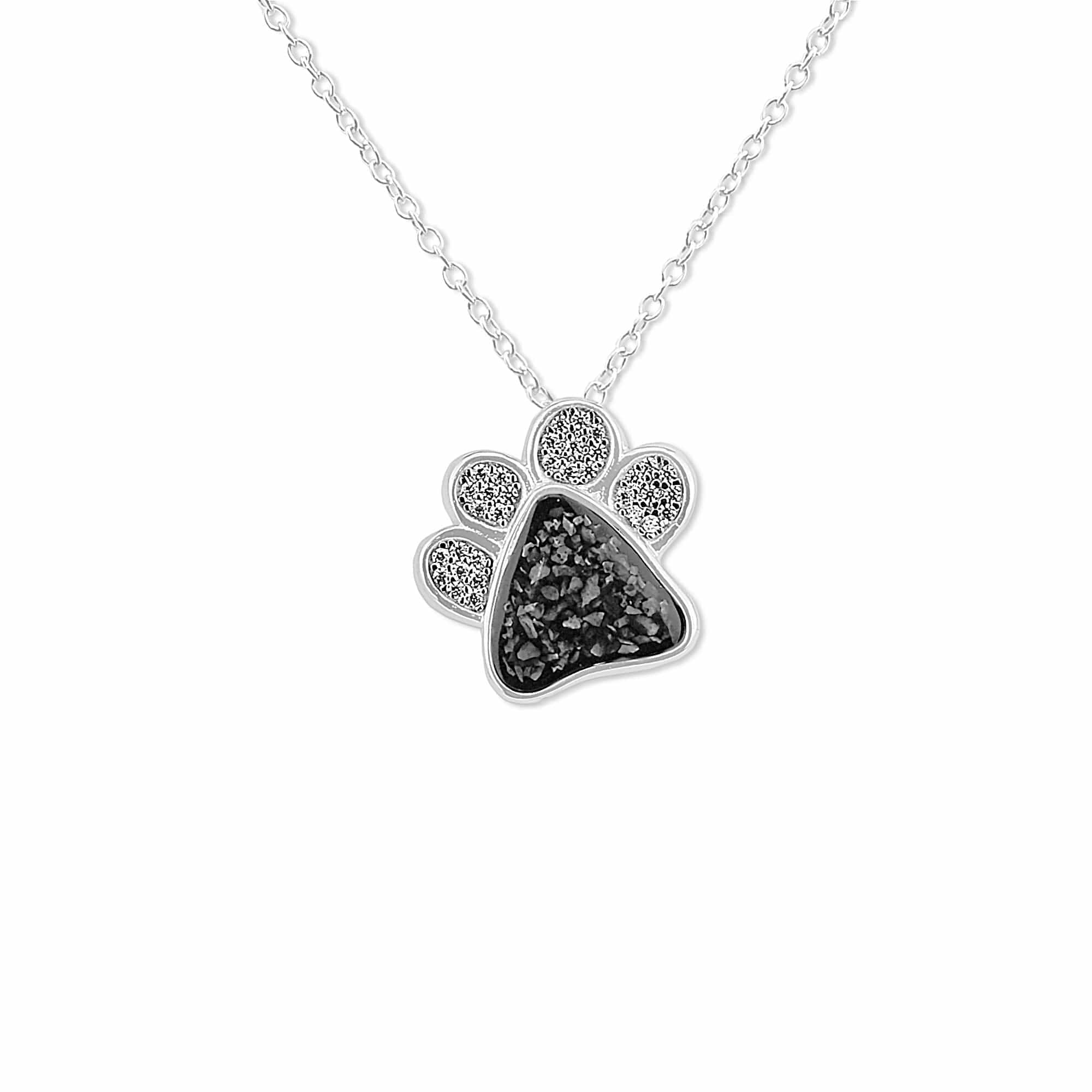 Unisex Paw Print Memorial Ashes Pendant with Fine Crystals