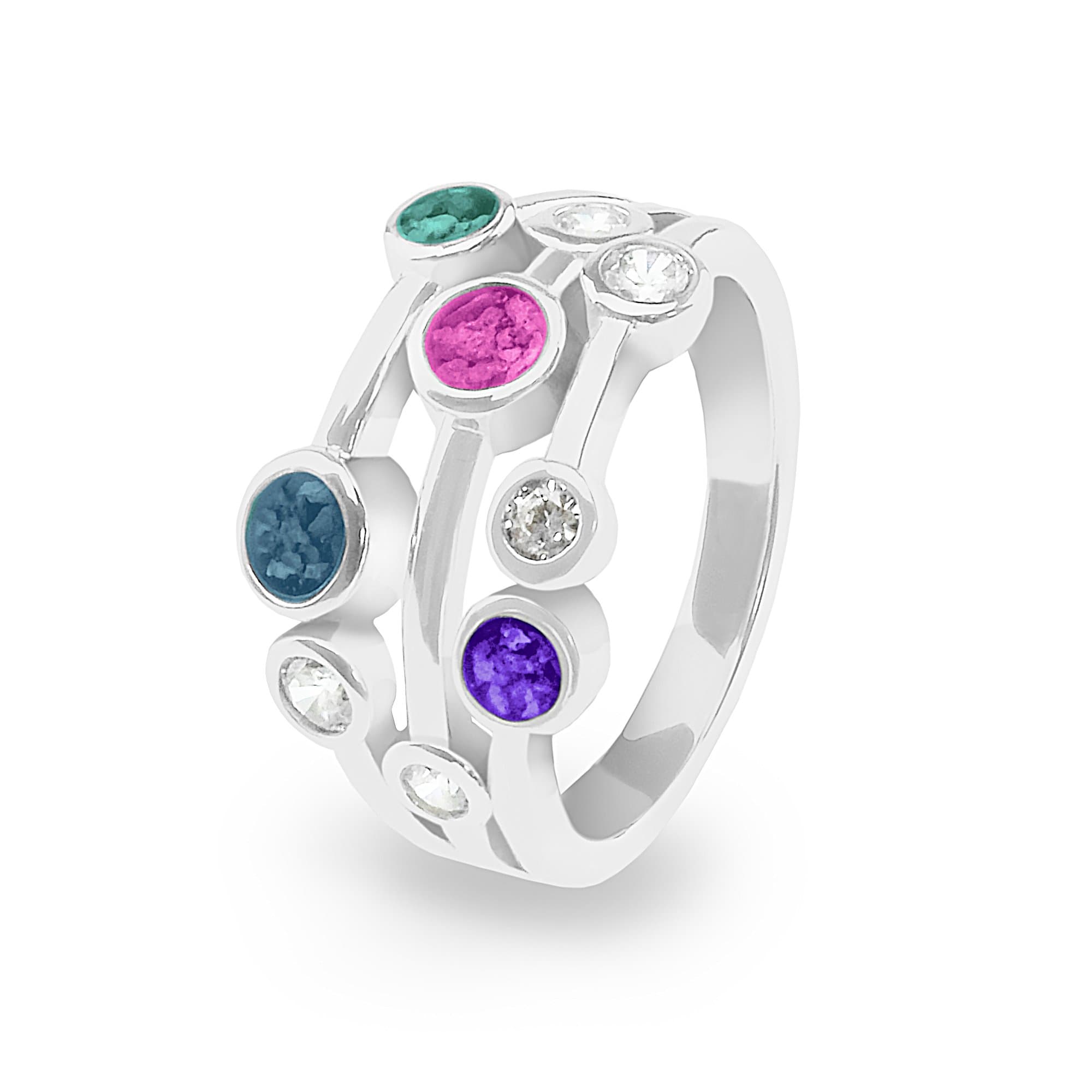 Ladies Droplets Memorial Ashes Ring with Fine Crystals
