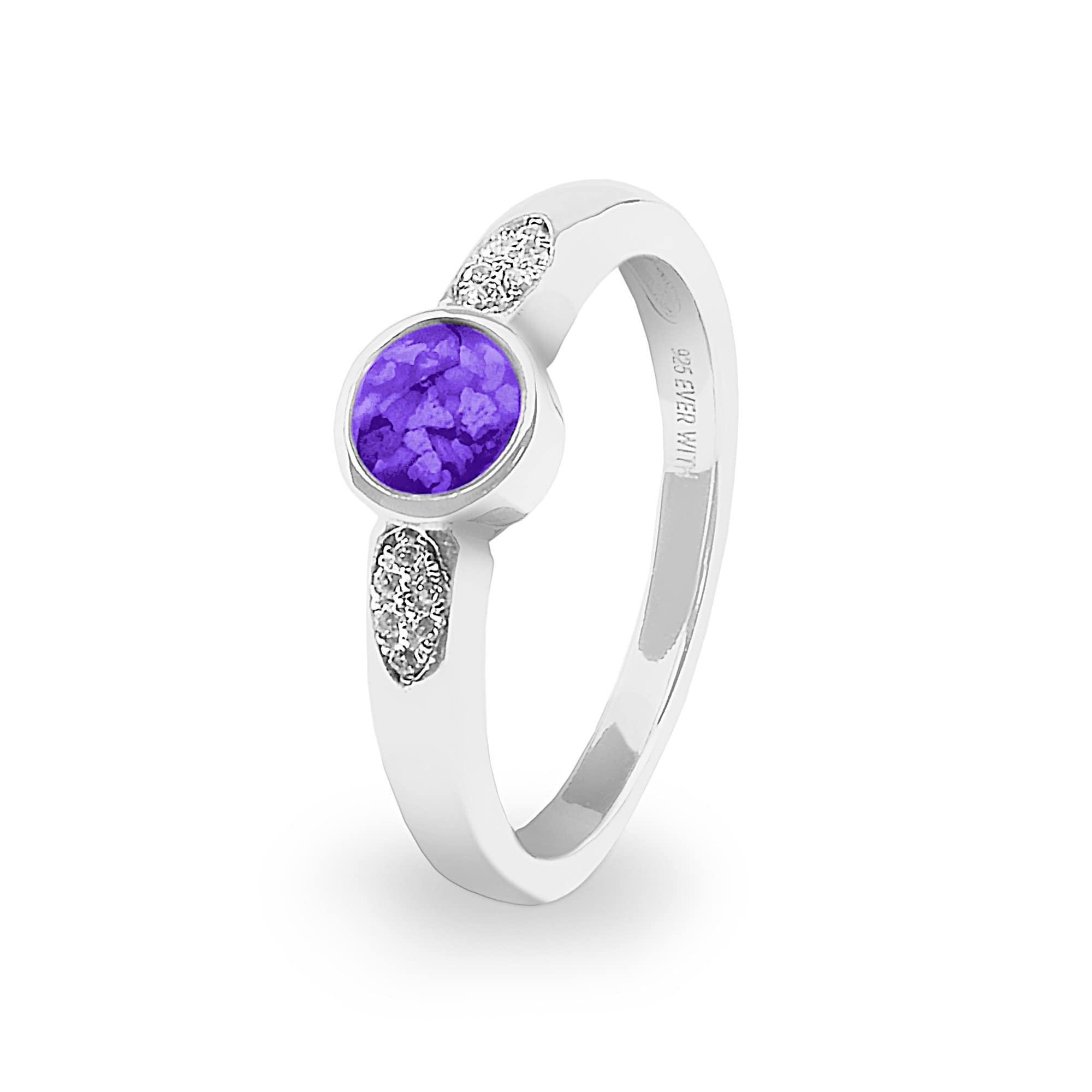 Ladies Special Memorial Ashes Ring with Fine Crystals